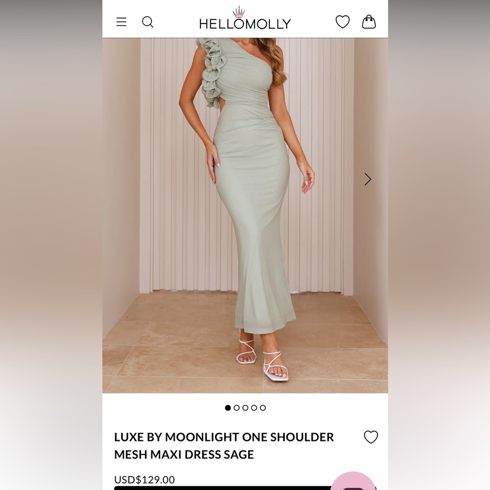 ONE SHOULDER MESH MAXI DRESS SAGE
